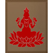 Lotus Lakshmi Blessing glass film pattern in red and taupe, full design view